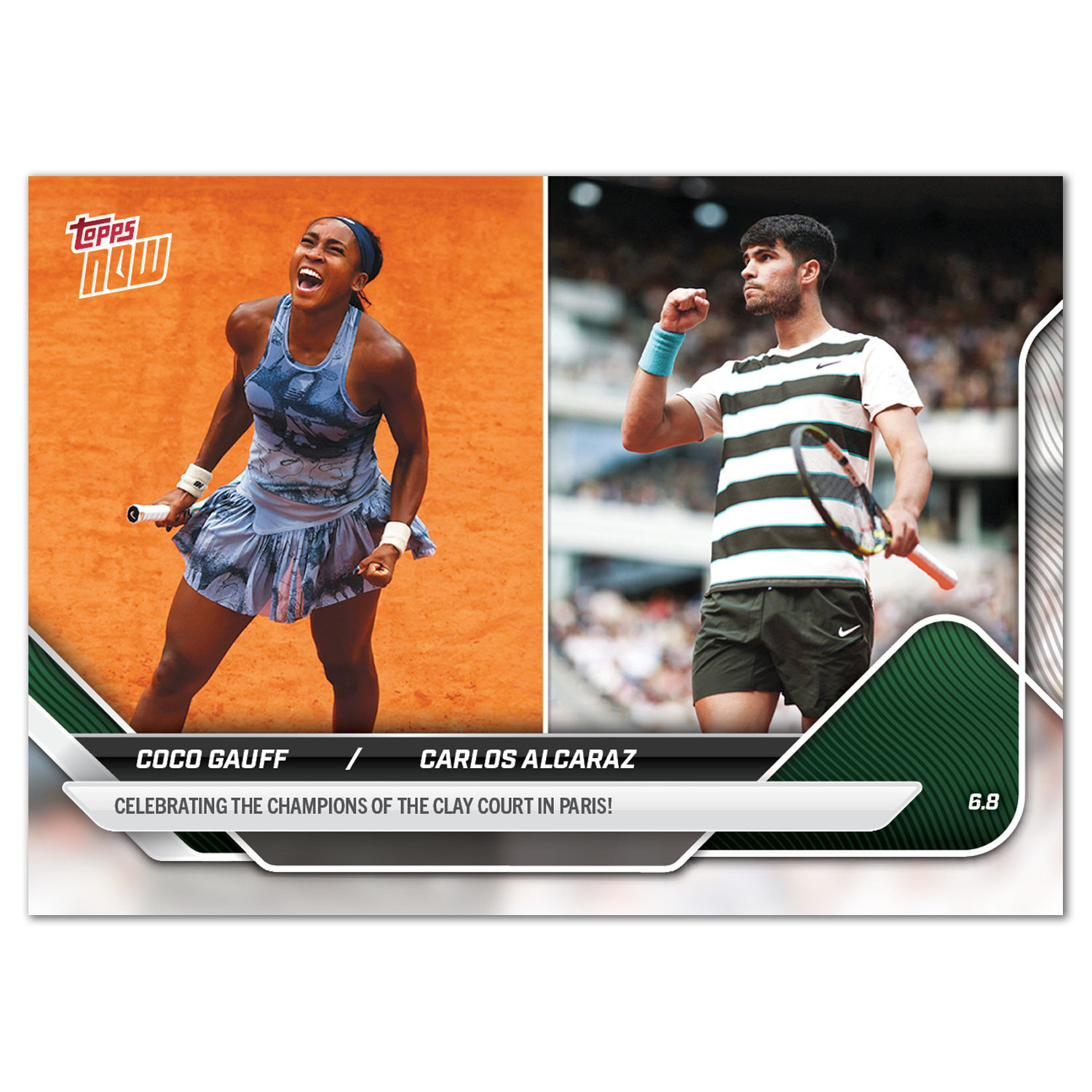 Coco Gauff and Carlos Alcaraz 2025 Tennis Topps NOW dual card TGA1