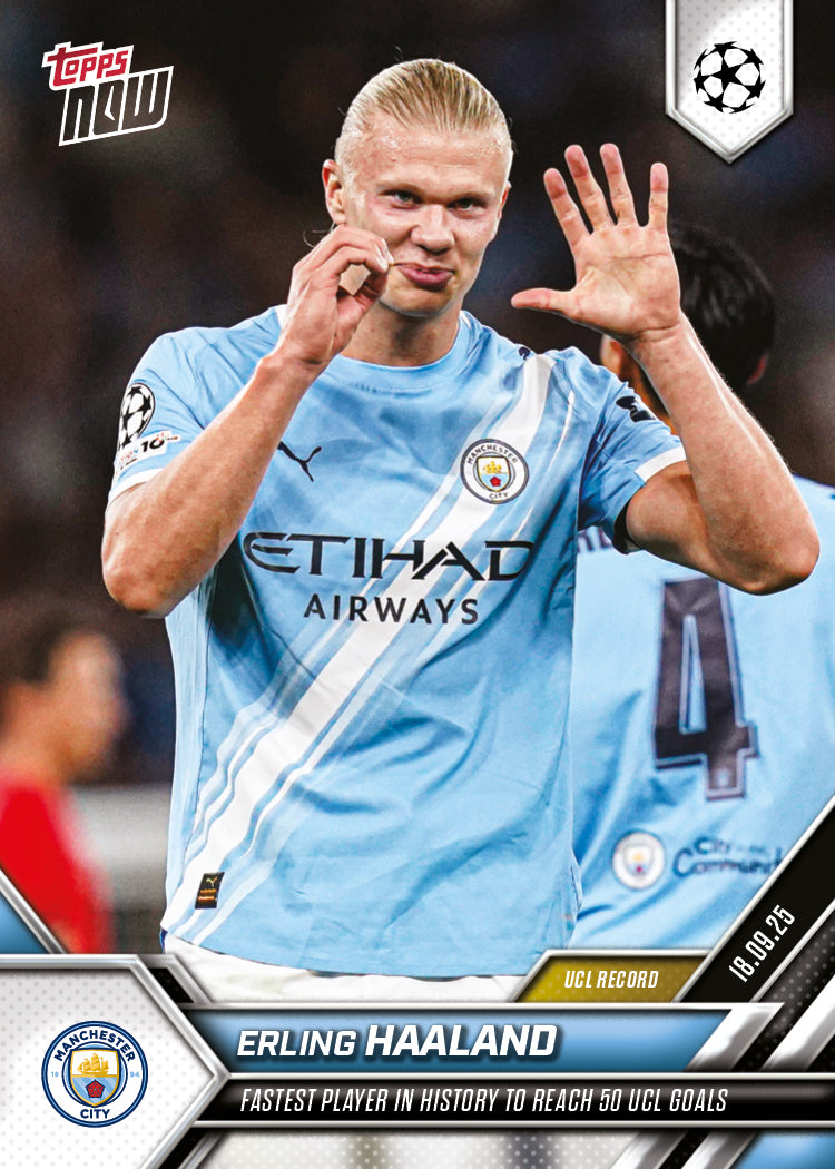 Erling Haaland 2025-26 UEFA Champions League Topps NOW card 20