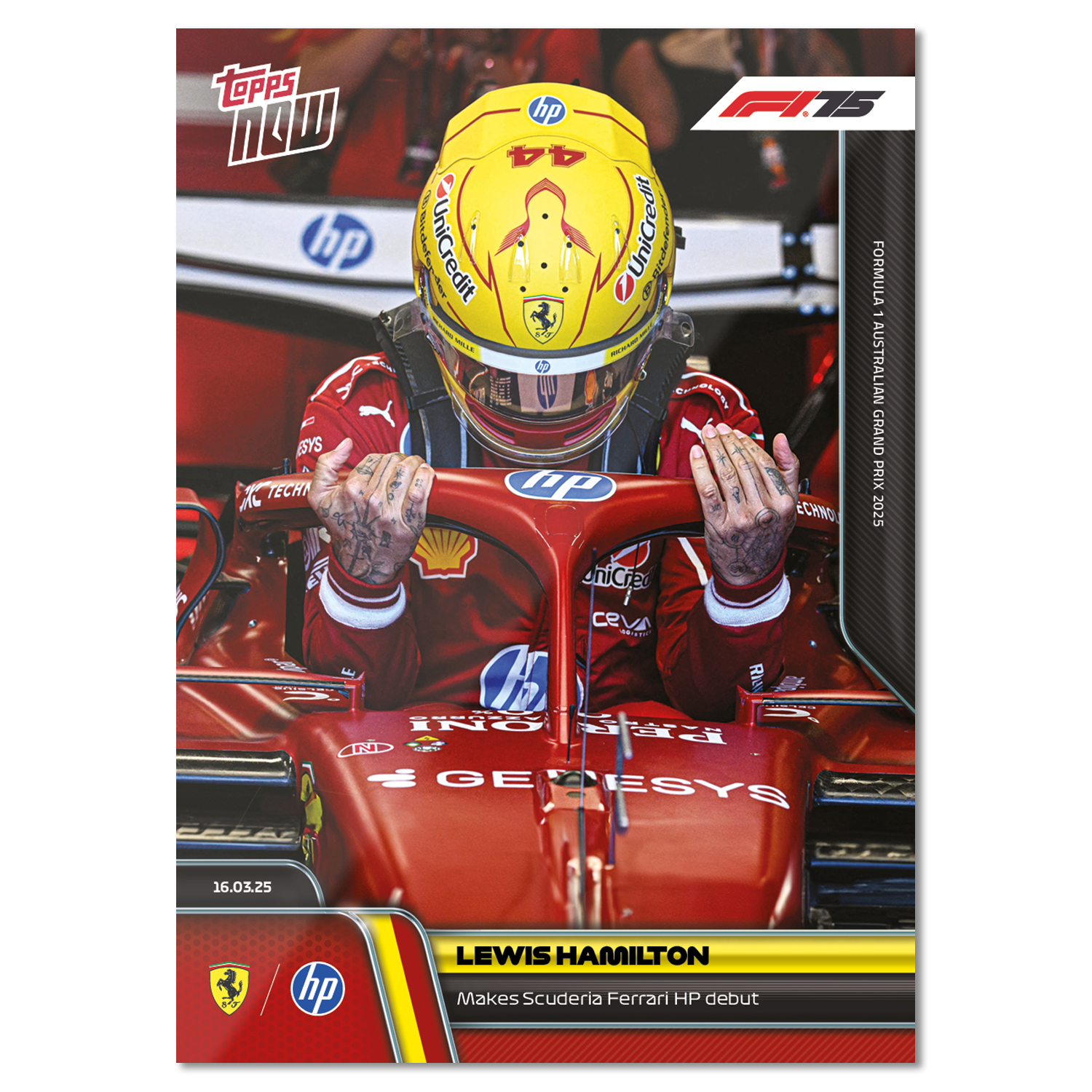 Lewis Hamilton 2025 Formula 1 Topps NOW Ferrari debut card 12