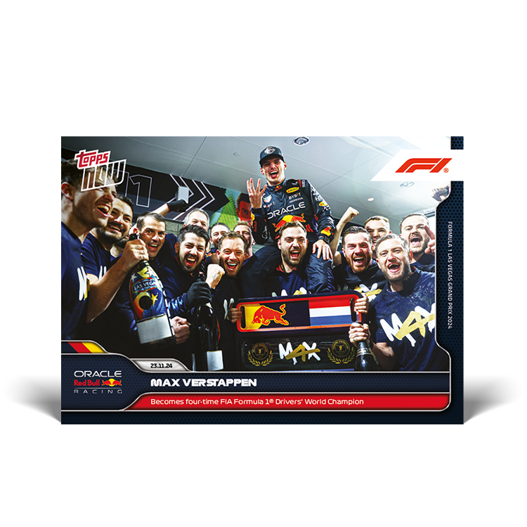 Max Verstappen 2024 Formula 1 Topps NOW four-time champion card 72